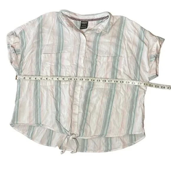 Far West Pastel Striped Button-up Crop Top Size 2XL - Picture 3 of 5